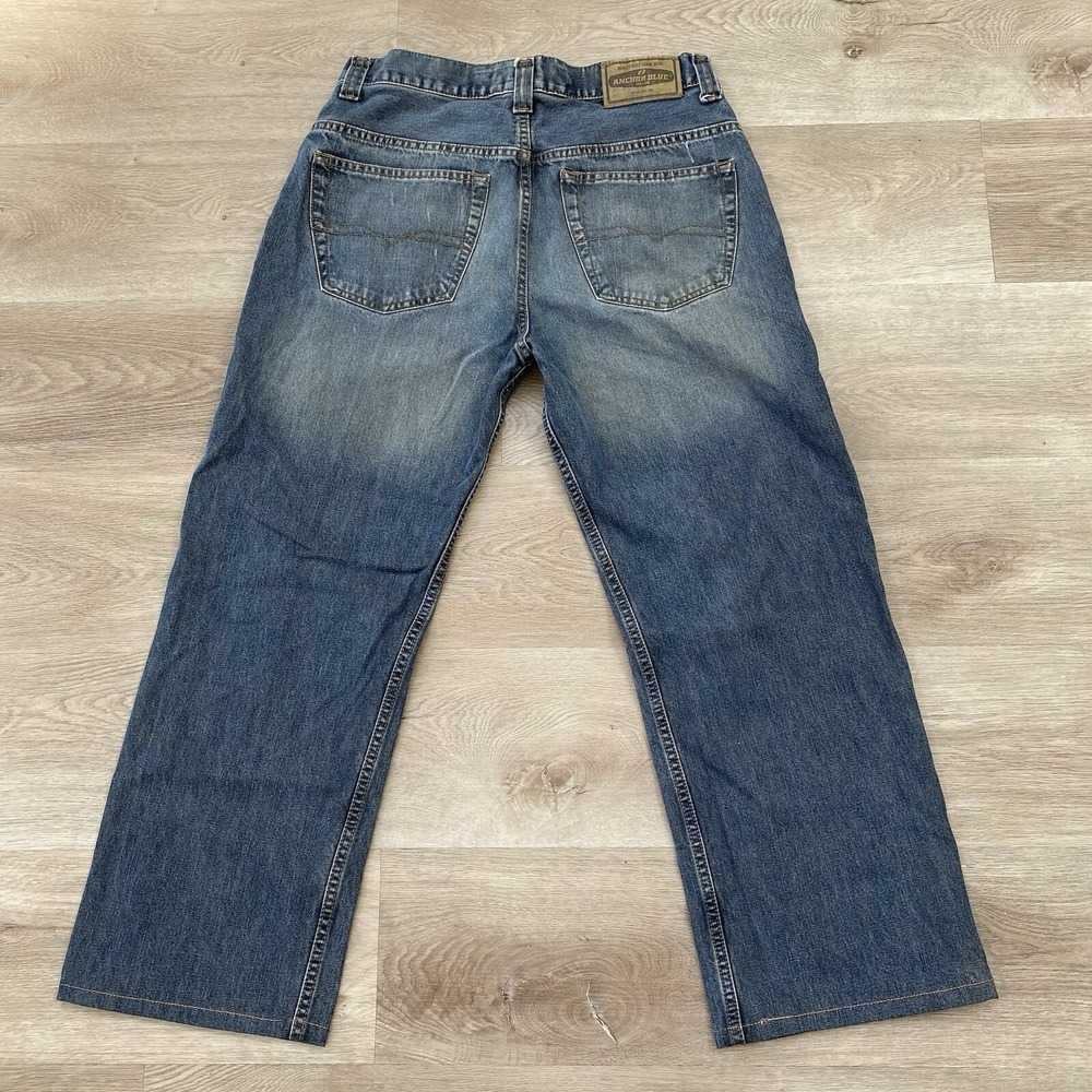 Vintage Anchor Blue Jeans Mens 32x27 Blue Relaxed Baggy Denim Grunge 90s Loose